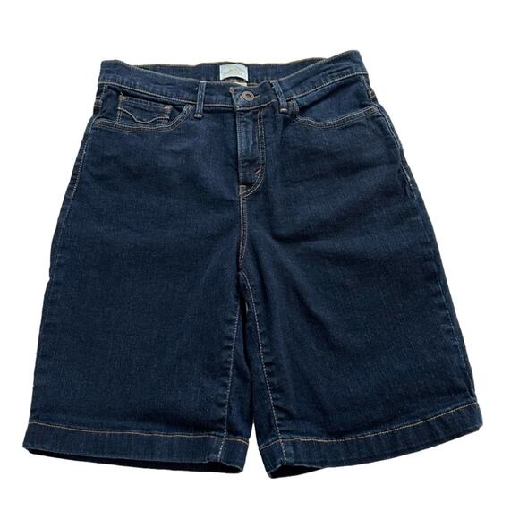 Levi’s 512 Dark Wash Perfectly Slimming Bermuda Denim Jean Shirts Size 10 - Picture 1 of 9